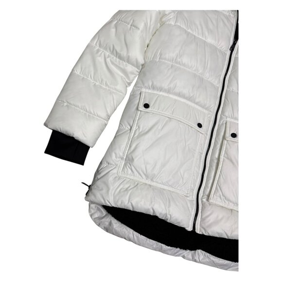 KENNETH COLE REACTION White Winter Puffer Parka Long Jacket Coat Womens Medium - Picture 4 of 6